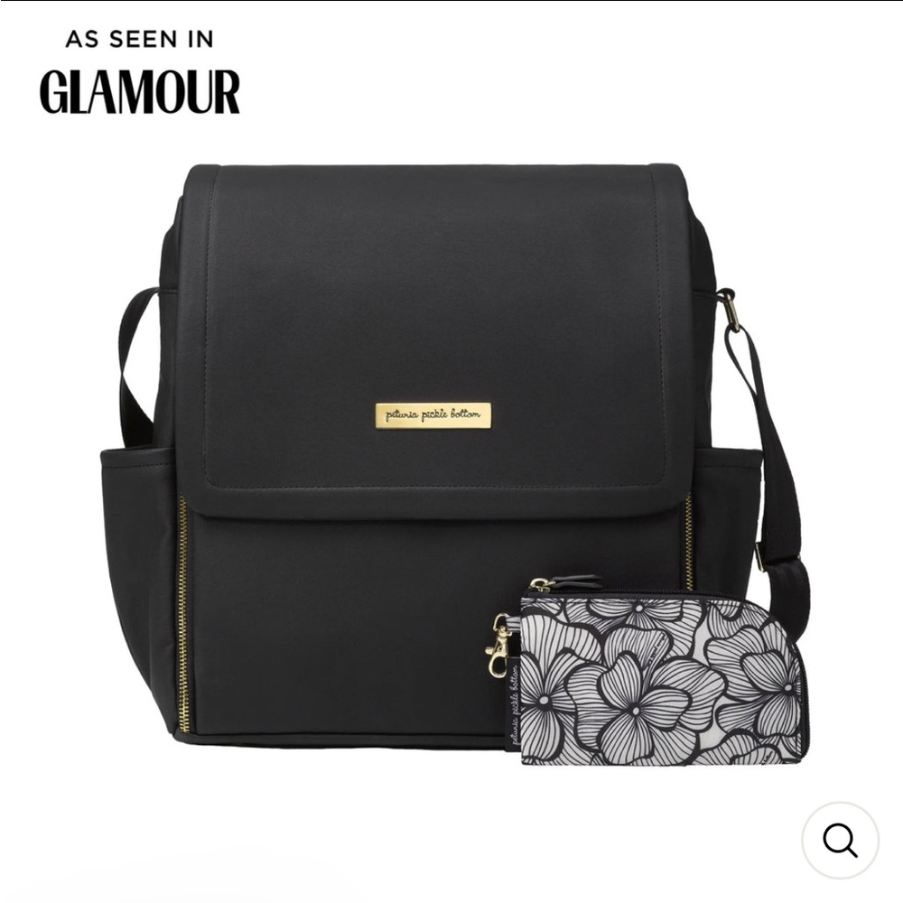 Petunia Pickle Bottom Boxy Backpack Black Matte Leatherette